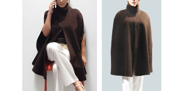 Alpaca Shop Australia – Alpaca Asymmetrical Poncho Diamond – Chocolate