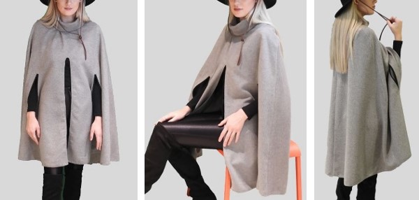 Alpaca Shop Australia – Alpaca Asymmetrical Poncho Diamond – Grey Melange