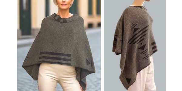 Alpaca Shop Australia – Alpaca Asymmetrical Poncho – Natural Grey