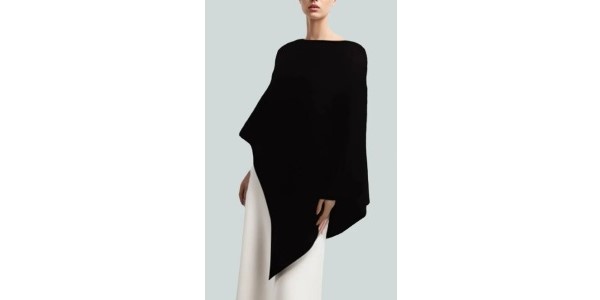 Alpaca Shop Australia – Alpaca Asymmetrical Thick Poncho – Black