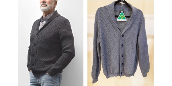 Alpaca Shop Australia – Alpaca Cardigan High Relief Jacquard Men