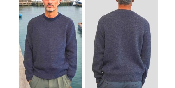 Alpaca Shop Australia – Alpaca Classic Jacquard Sweater Men V-Neck – Blue