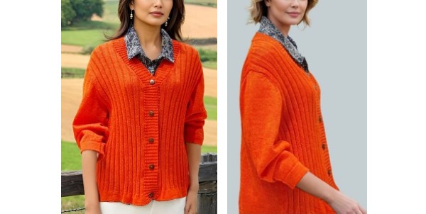 Alpaca Shop Australia – Alpaca Light 3/4 Sleeve Cardigan – Orange