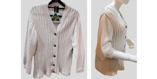 Alpaca Shop Australia – Alpaca Light 3/4 Sleeve Cardigan – Pearl Natural White