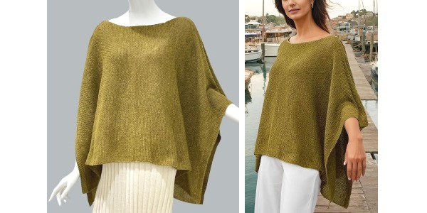 Alpaca Shop Australia – Alpaca Light Knit Poncho Rice Grain Natural – Mustard