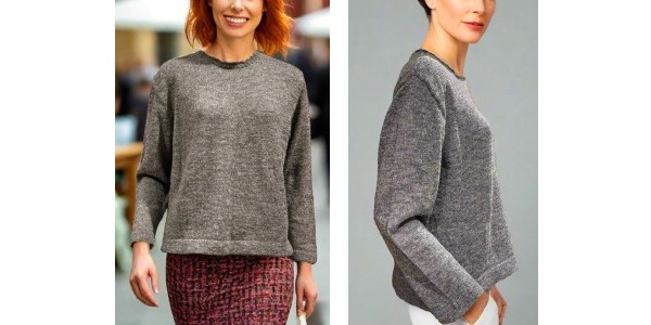 Alpaca Shop Australia – Alpaca Mohair Pullover Round Neckline – Natural Grey