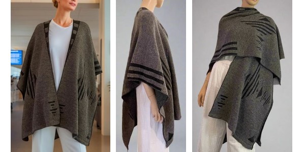 Alpaca Shop Australia – Alpaca Poncho Ruana Guiza – Natural Grey