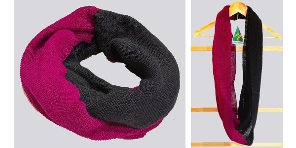 Alpaca Shop Australia – Alpaca Scarf Bi-color – Black-Fuchsia