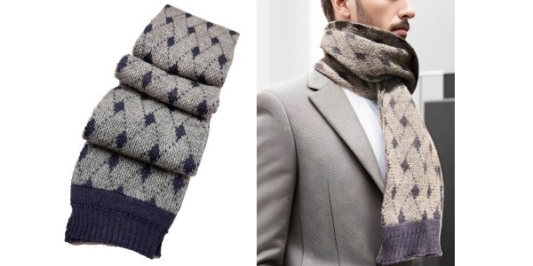 Alpaca Shop Australia – Alpaca Scarf Bricks Design – Grey-Blue