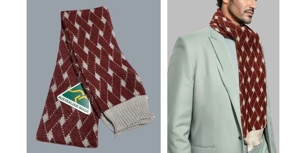 Alpaca Shop Australia – Alpaca Scarf Bricks Design – Wine-Grey