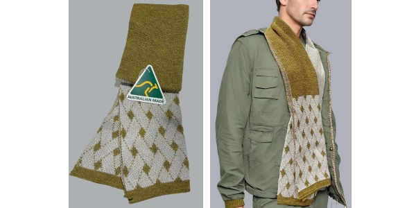 Alpaca Shop Australia – Alpaca Scarf Scotland Design – Grey-Mustard