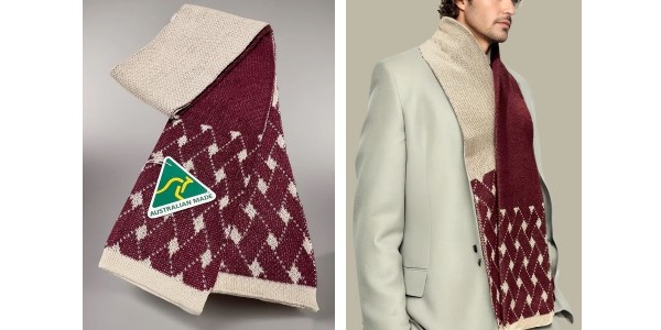 Alpaca Shop Australia – Alpaca Scarf Scotland Design – Wine-Grey