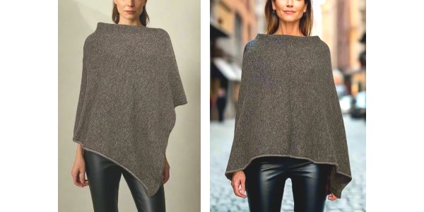 Alpaca Shop Australia – Alpaca Symmetrical Extra Smooth Poncho – Grey