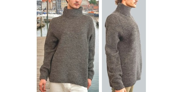 Alpaca Shop Australia – Alpaca Tall Neck Mohair Extra Soft Sweater Men – Grey