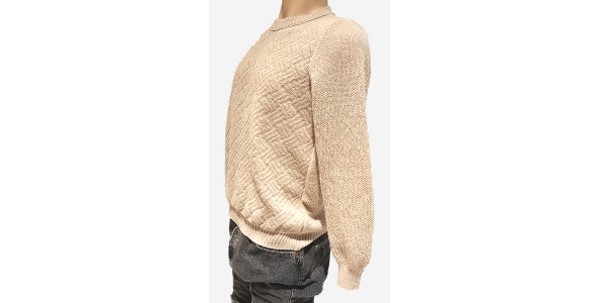 Alpaca Shop Australia – Alpaca Textured Jacquard Men Sweater – Beige
