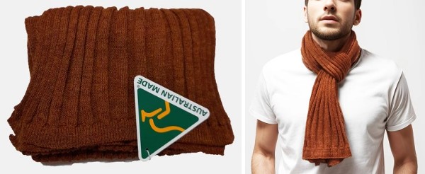 Alpaca Shop Australia – Alpaca Unisex Rib Knit Scarf – Terracotta