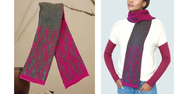 Alpaca Shop Australia – Alpaca Unisex Scarf Mountain – Fuchsia-Charcoal