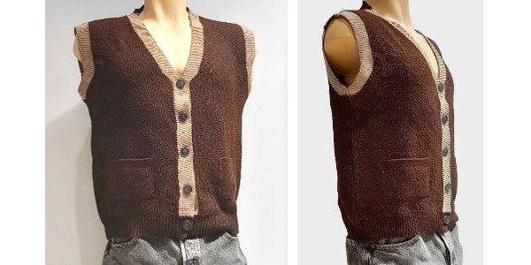 Alpaca Shop Australia – Alpaca Vest Men Jacquard Pattern with Two Pockets – Brown