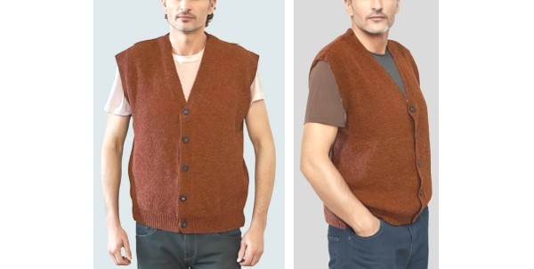 Alpaca Shop Australia – Alpaca Vest for Men Jacquard Pattern – Terracotta