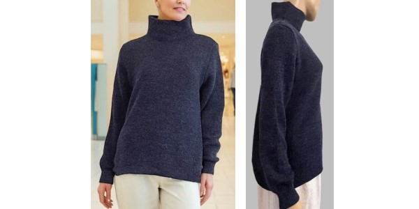 Alpaca Shop Australia – Alpaca Women’s High Neck Jacquard Knit – Blue