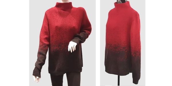 Alpaca Shop Australia – Alpaca Women’s High Neck Jacquard Knit – Diesel Red Melange