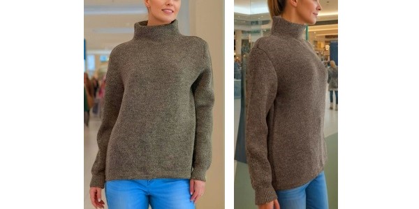 Alpaca Shop Australia – Alpaca Women’s High Neck Jacquard Knit – Natural Grey