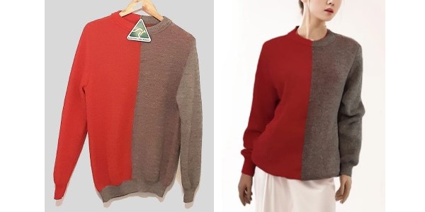 Alpaca Shop Australia – Alpaca Women’s Round Neck Bi-Color – Bright Red-Grey