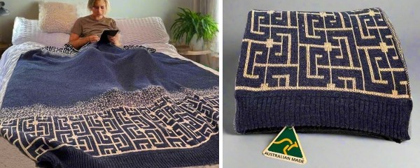 Alpaca Shop Australia – Australian Alpaca Blanket European-Look Wrap Throw – Blue-Grey