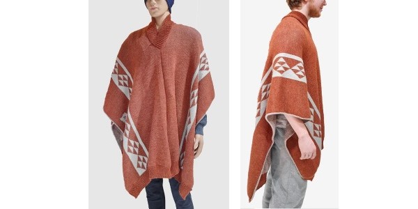 Alpaca Shop Australia – Australian Alpaca Thick Poncho Terra Breaks Wave – Terracotta
