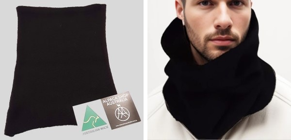 Alpaca Shop Australia – Brushed Alpaca Collar Neck Unisex Extra-Soft – Black