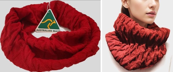 Alpaca Shop Australia – Unisex Neck Warmer High Relief – Red