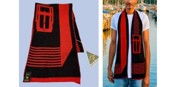 Alpaca Shop Australia – Unisex Scarf Belt Design – Black-Orange