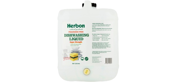 Herbon Natural Products – Herbon Dishwashing Liquid Fragrance Free 20 Litre
